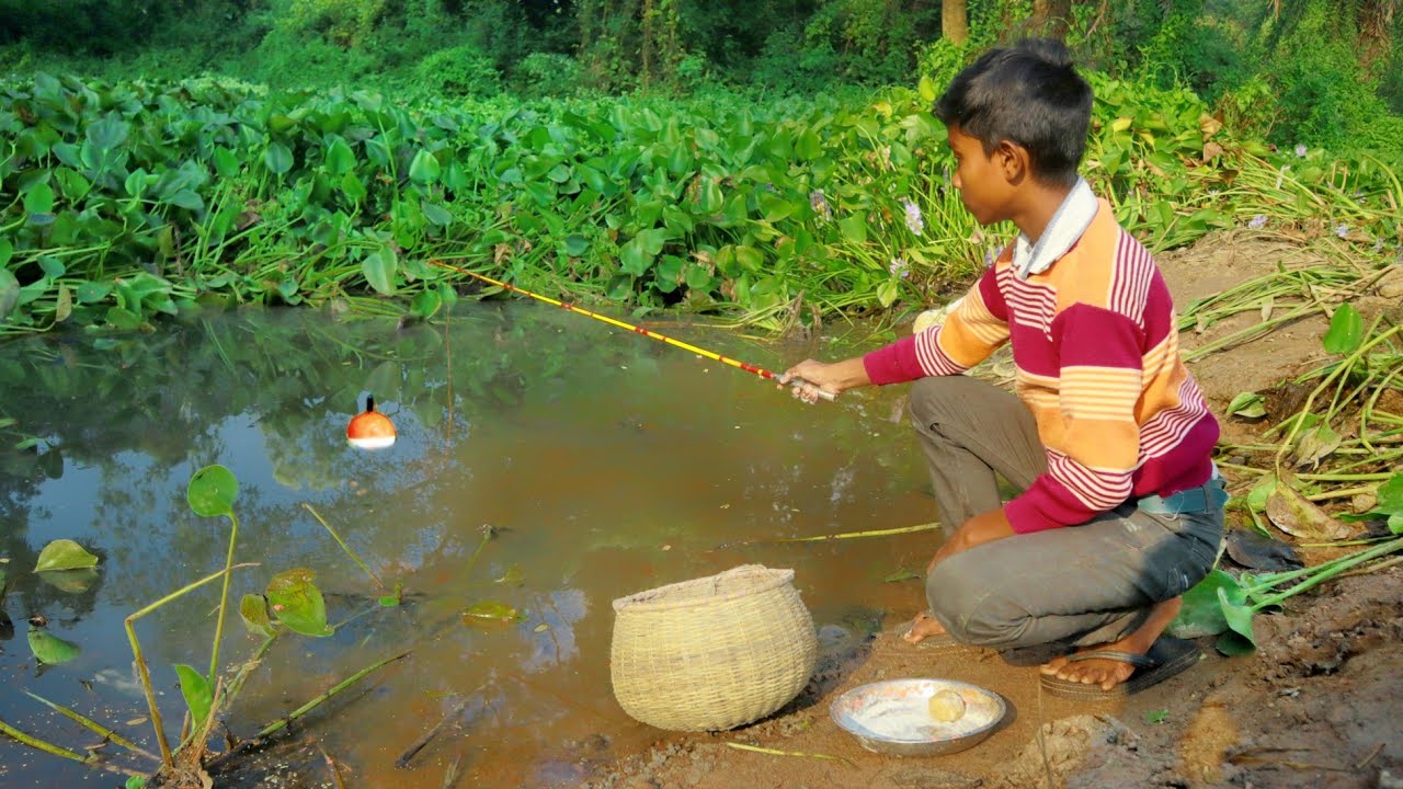 Fishing Video🎣 | The Brave Smart Boy Found a new fishing spot and caught many fishes || Hook fishing