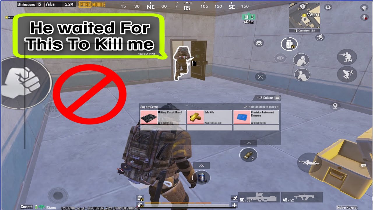 Enemy Is Sitting Quietly When Will I Open Black Door And He Kill Me😱 Pubg Metro Royale