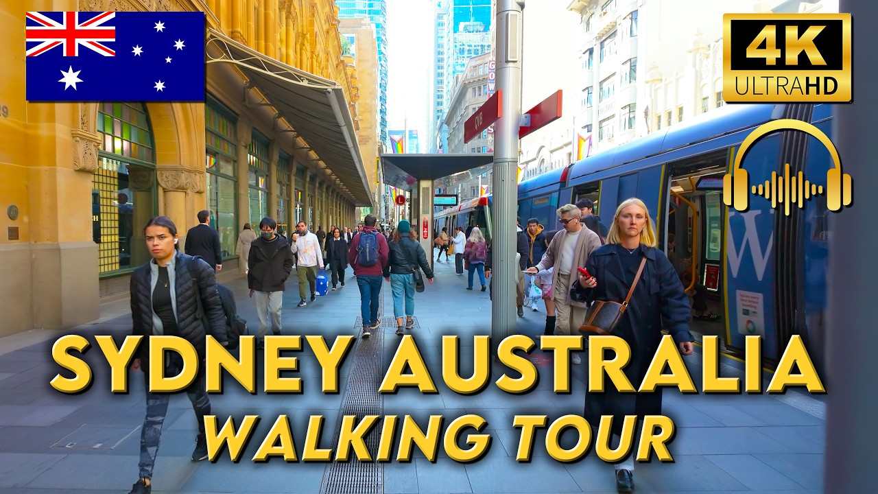 WALKING TOUR SYDNEY AUSTRALIA | Busy Lunch Hour in the City | 4KUHD | Binaural Audio