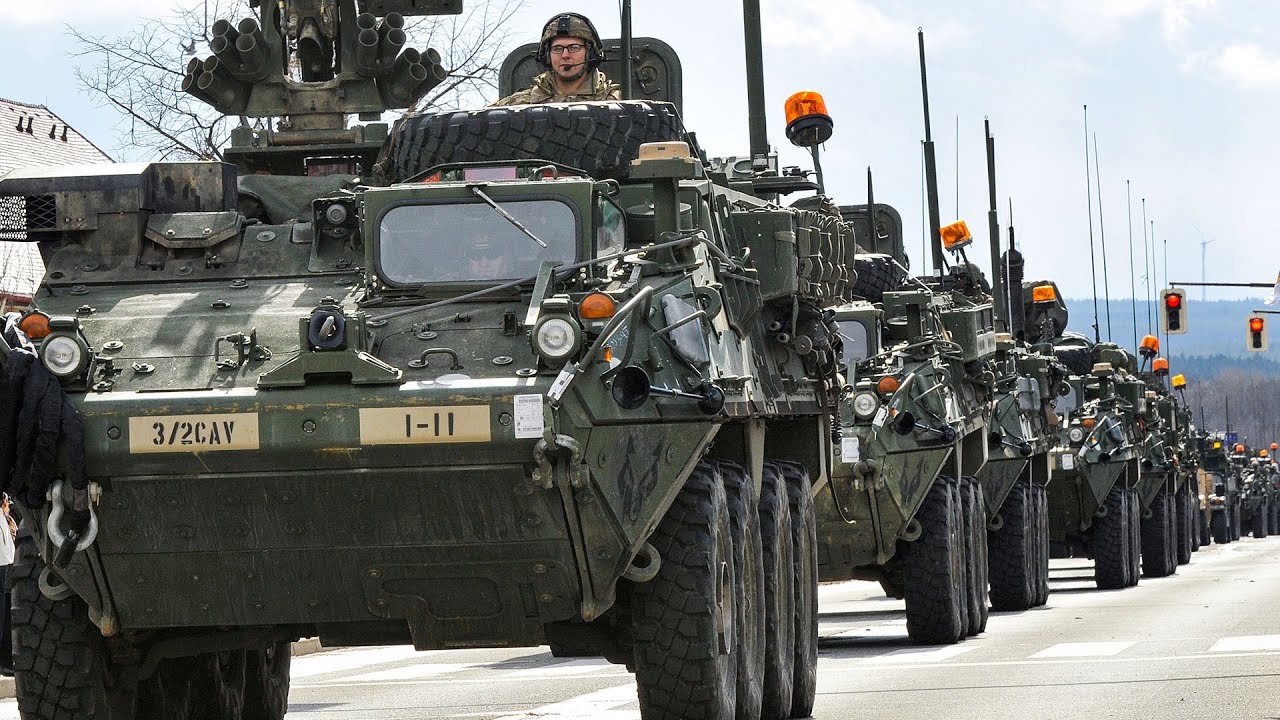 U.S. Military conducts a road march from Germany to Estonia using over 400 vehicles