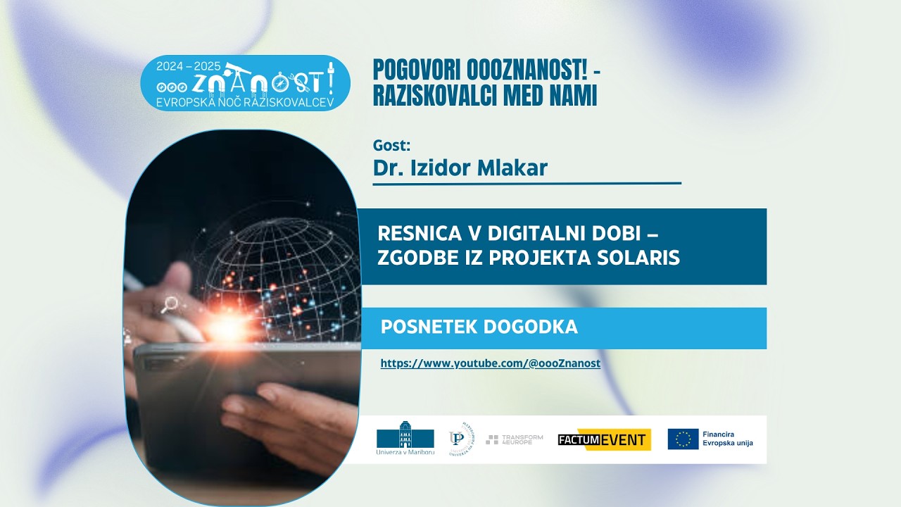 Pogovori oooZnanost! - Raziskovalci med nami (gost: dr. Izidor Mlakar)