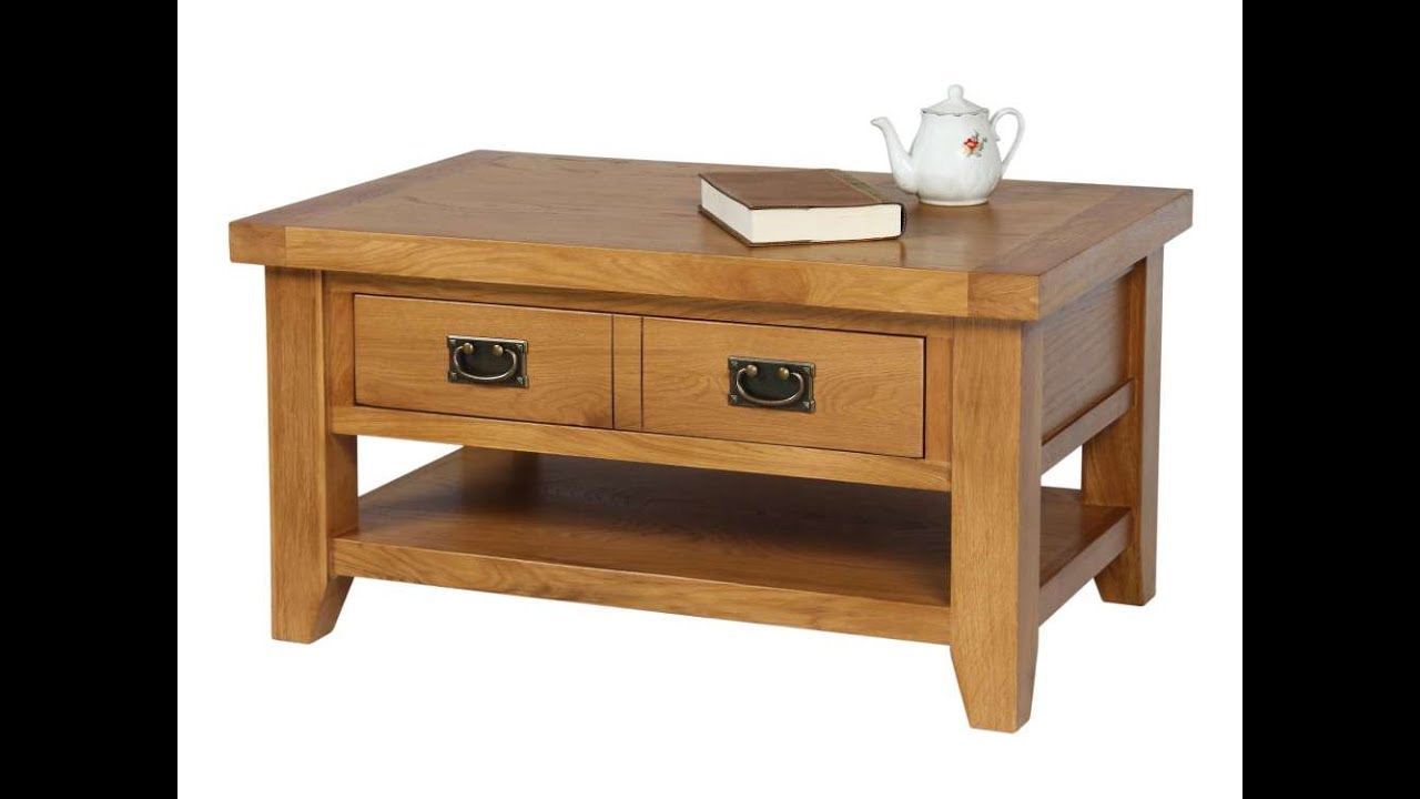 Country Oak Coffee Table with Drawer and Shelf