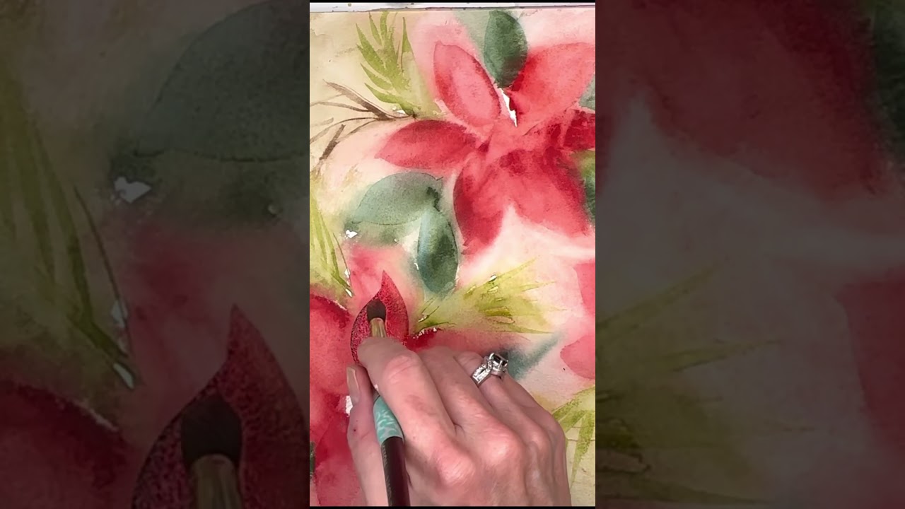 EASY watercolor poinsettia  #watercolorpainting