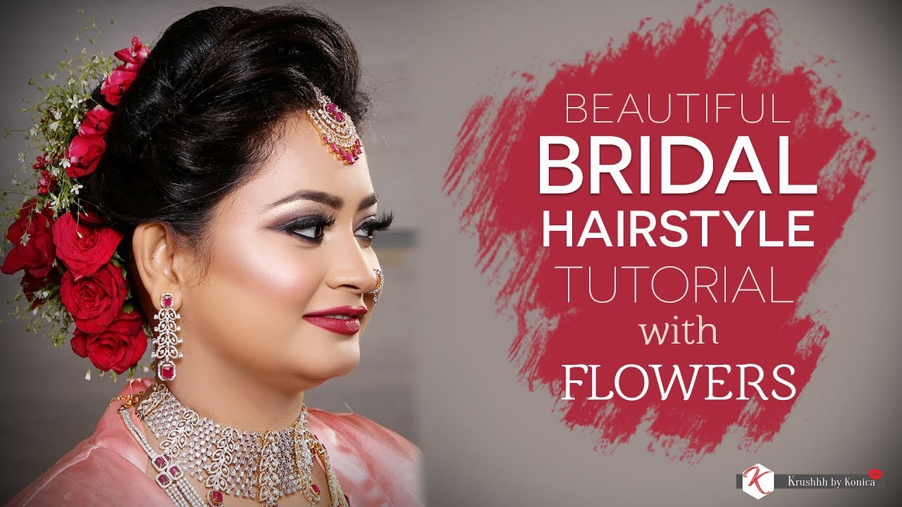 Beautiful Bridal Hairstyle | Bun With Flowers | BUN Hairstyle Tutorial | Krushhh By Konica
