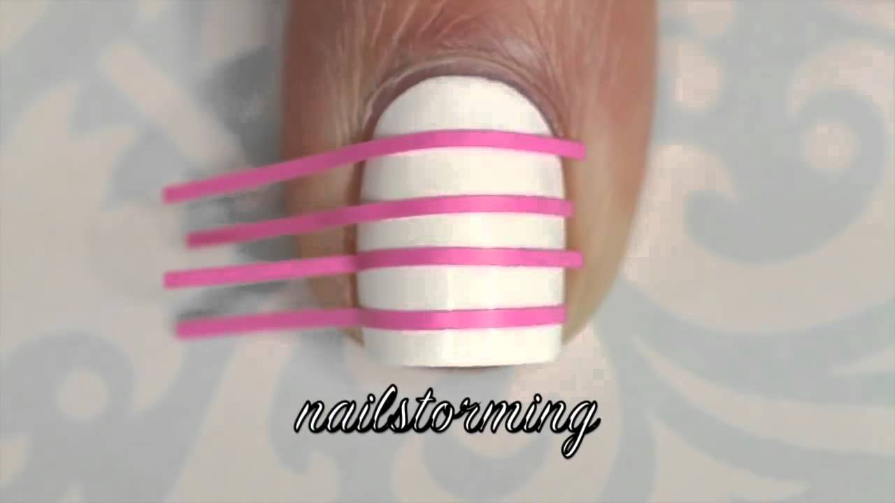 Nail Art Tutorial Black  White Stripes