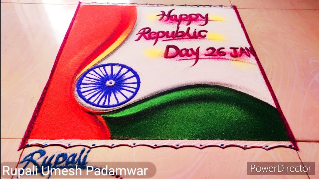Republic day rangoli design/prajasattak din rangoli/26 january rangoli designs/ganrajya din rangoli😍
