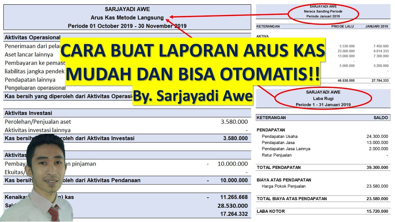 MEMBUAT LAPORAN KEUANGAN ARUS KAS DENGAN EXCEL - PART 1 METODE LANGSUNG