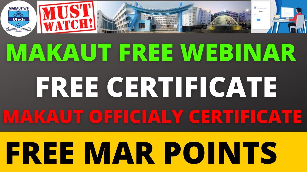 MAKAUT Free Webinar Certificate  ||  FREE MAR CERTIFICATE || Makaut Free Mar Points