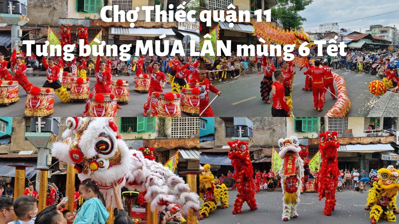 Sài Gòn mùng 6 Tết: Chợ Thiếc quận 11 TƯNG BỪNG NÁO NHIỆT Múa Lân Múa Rồng, đoàn Tinh Anh Đường