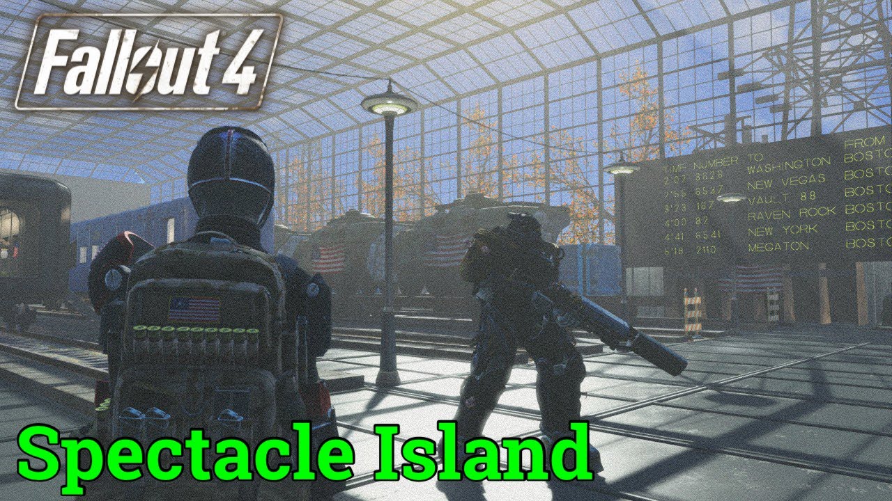 Spectacle Island (Fallout 4 PS5) Settlement Building Enclave Train Station.
