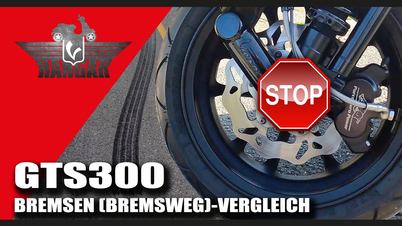 Bremsen Vergleichstest Vespa GTS 300, Serienbremse vs Porco Nero Power und Quellagio Bremsanker