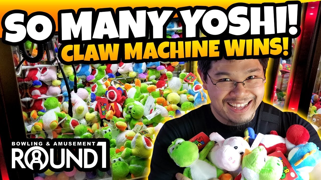 So many Yoshi! Playing at the Round 1 Arcade Claw Machine Tips!