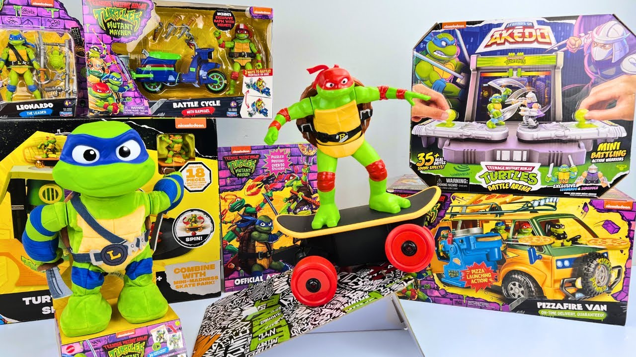 Teenage Mutant Ninja Turtles Unboxing Review | Skateboard RC Stunts | Sword Fight Battle Arena