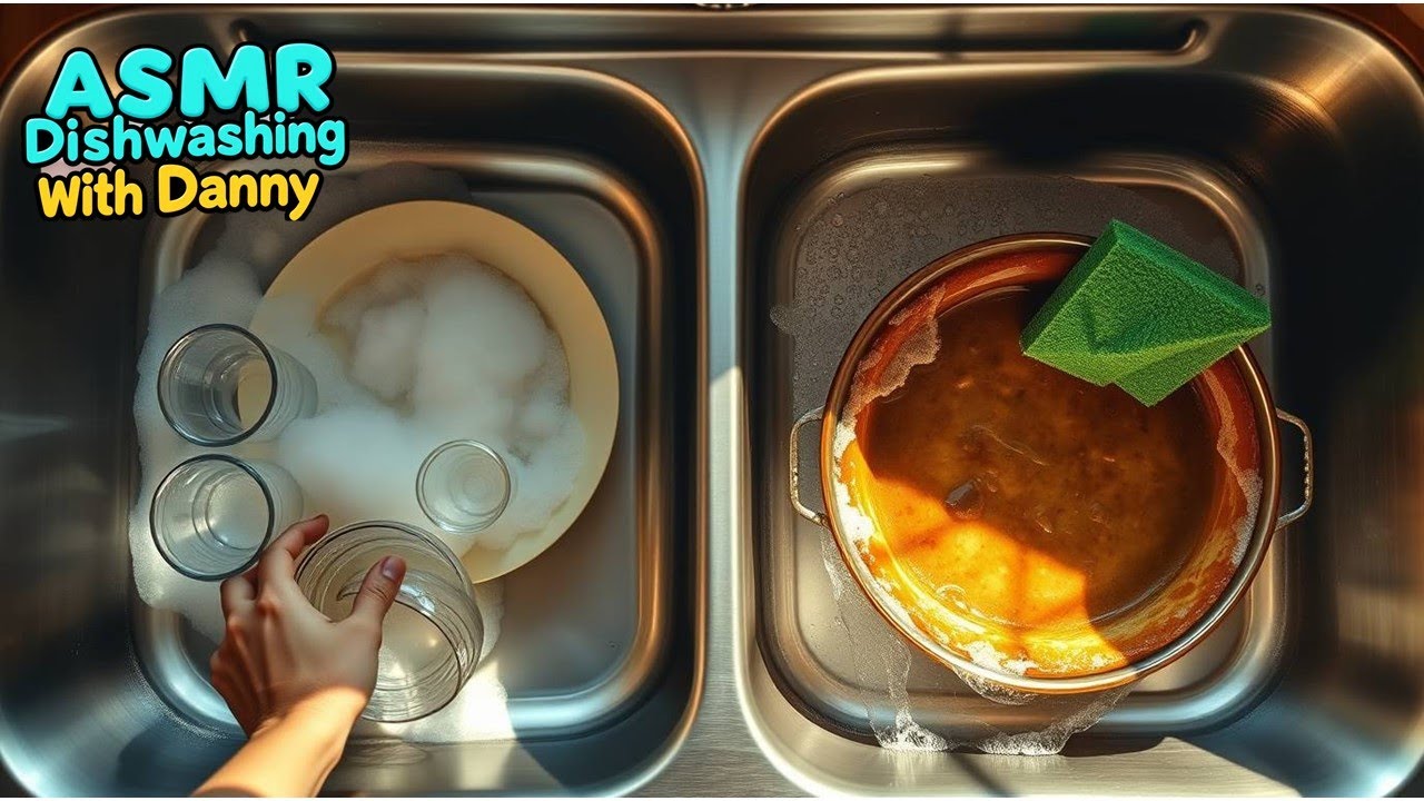 ASMR Satisfying Dishwashing – Deep Cleaning Greasy Dishes in a Soapy Sink!