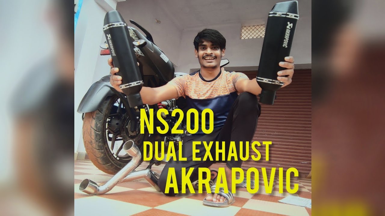 Pulsar NS200 Dual exhaust modification  😍| NS200 best exhaust 🔥|#akrapovic