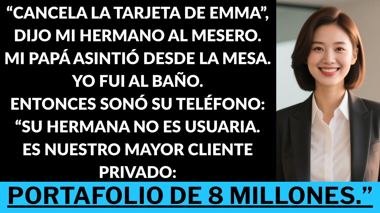 Mi hermano canceló mi tarjeta en la cena y el banco lo llamó por mi dinero