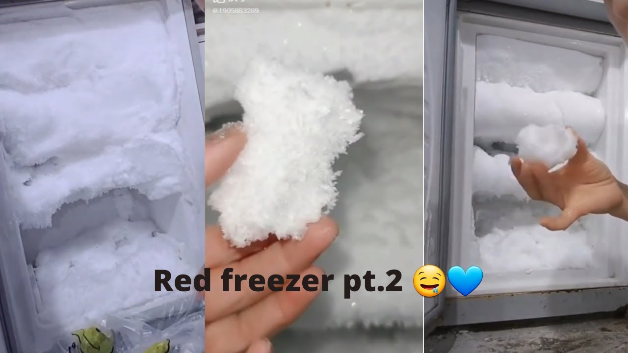 Part-2 Red freezer compilation videos/ scraping and crunchy freezer frost eating🤤💙  #flaky #chunks