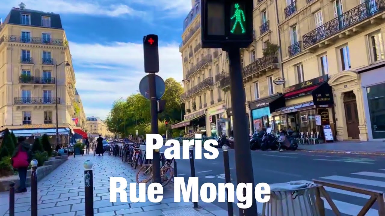 Paris city walks   Rue Monge   Paris, France 4K
