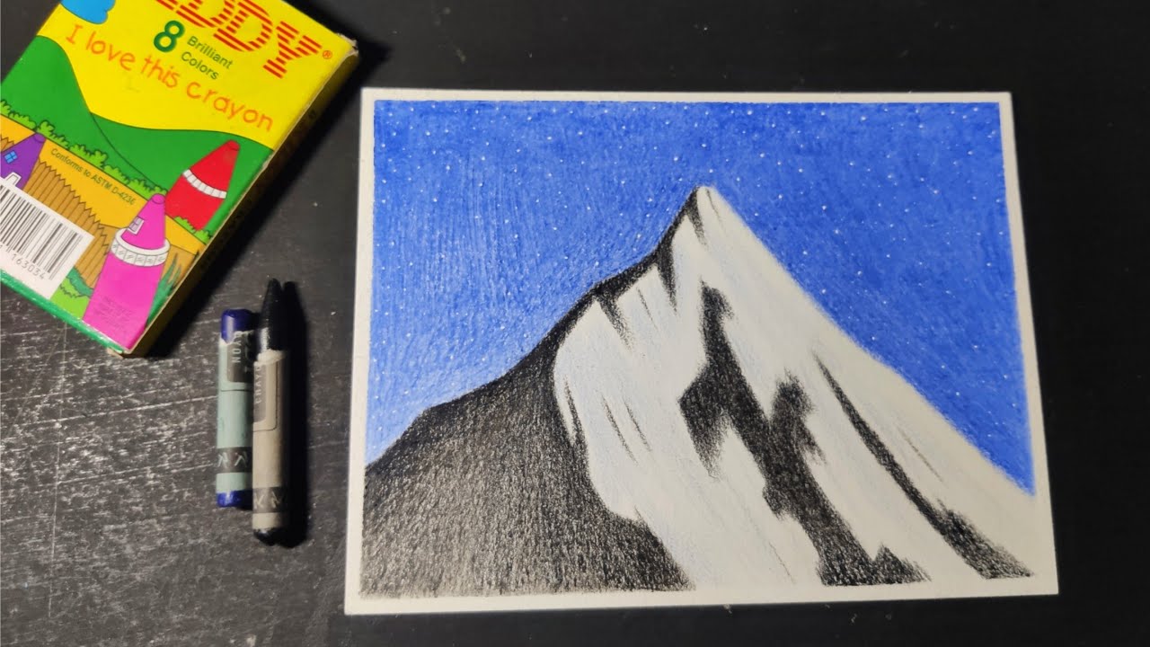 Easy Wax Crayon Drawing/ Mount Everest 