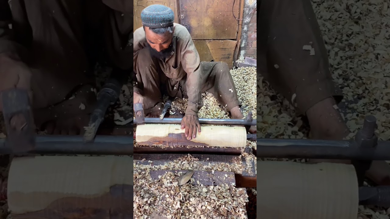 Turning Wooden Cot Legs: Traditional Woodworking Techniques Explained #shortsvideo