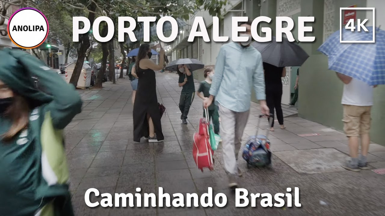 Porto Alegre caminhando na chuva [4K] Duque de caxias ao Viaduto Otávio Rocha