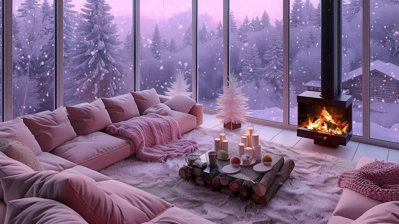 Winter Relaxation Music with Calm Piano Background and Snowfall Ambience