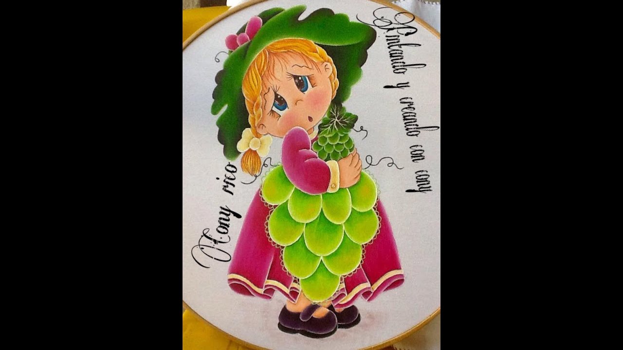 Pintura en tela niña uva # 7 con cony