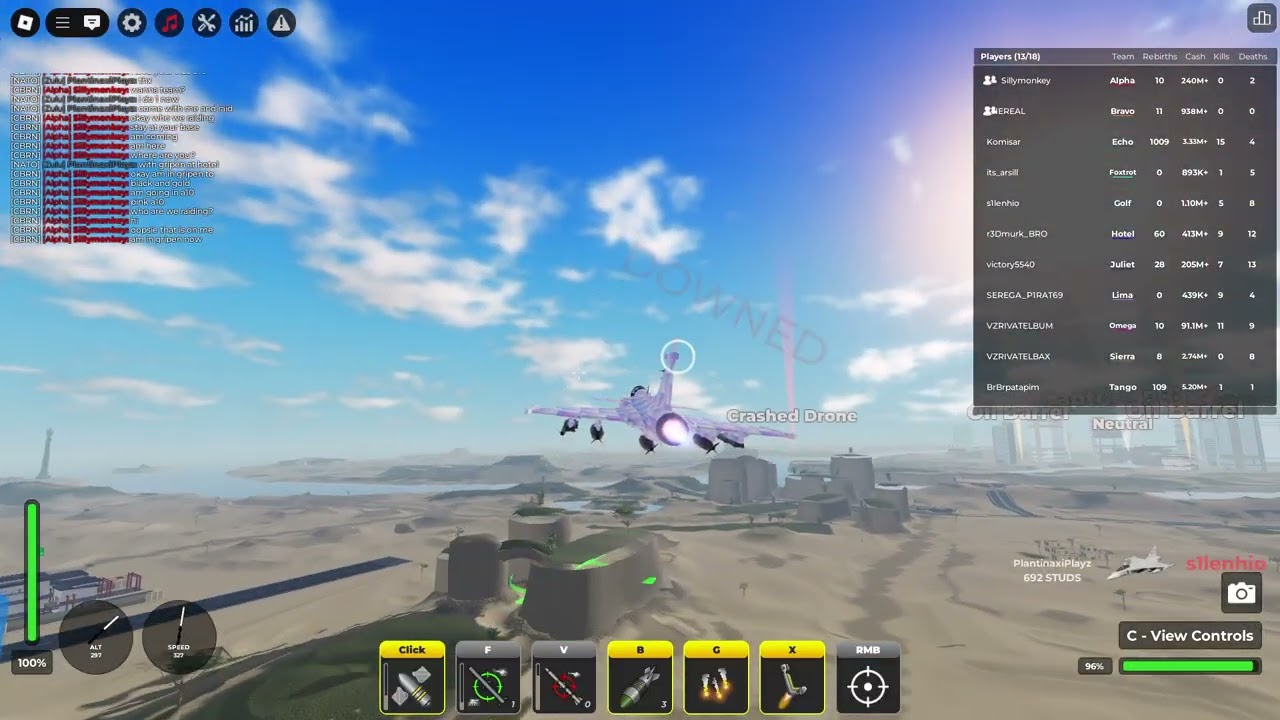 Destroying server with my favorite plane (JAS-39 Gripen) in War Tycoon