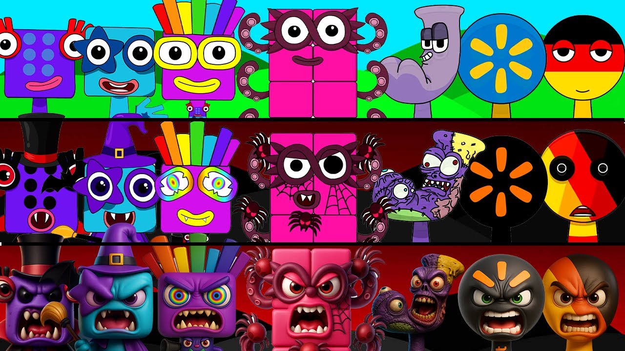 Incredibox Sprunki OC Phase 1 to Phase 3 Seven, Four, Five, Three, Two (Numberlocks), Walmart, J, G