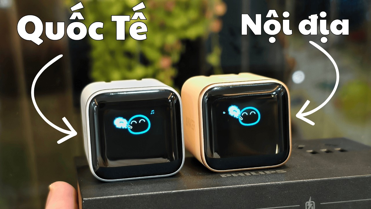 Bản Quốc Tế : Anker Nano Smart A121D : Củ Sạc 45W Thông Minh Có AI, Màn Hình, Chân Cắm 180 Độ