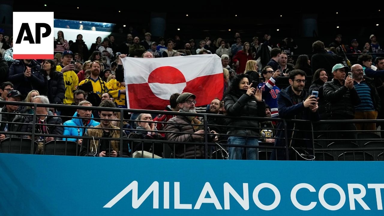 European fans raise Greenland flag at US-Denmark Winter Olympics game