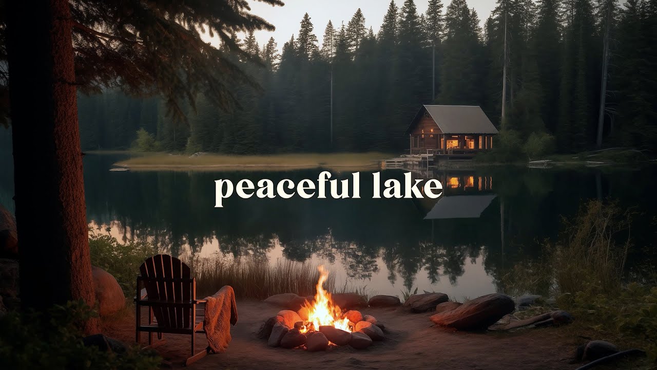 Quiet Cabin Fire by the Lake | Minimal Nature Ambience