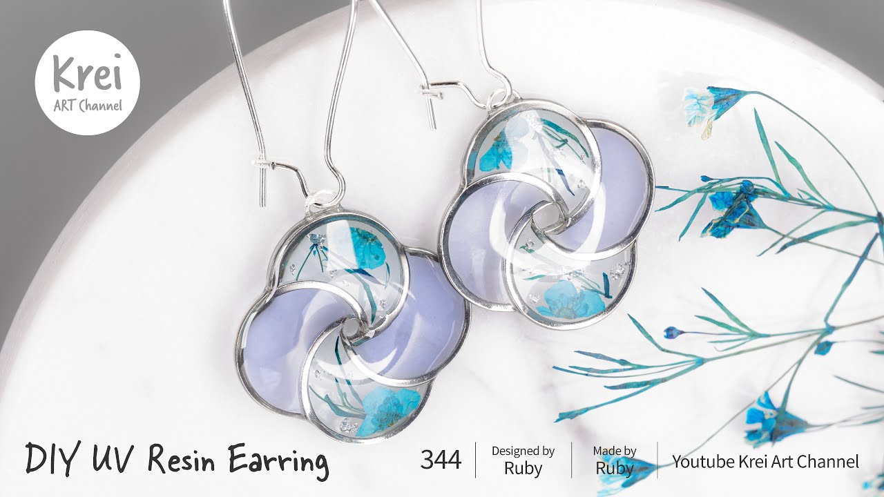 【モールドなしUV レジン】DIYでドライフラワーを使ってイヤリングを作りました〜♪UV Resin -DIY Dried Flower in UV Resin Earring!!