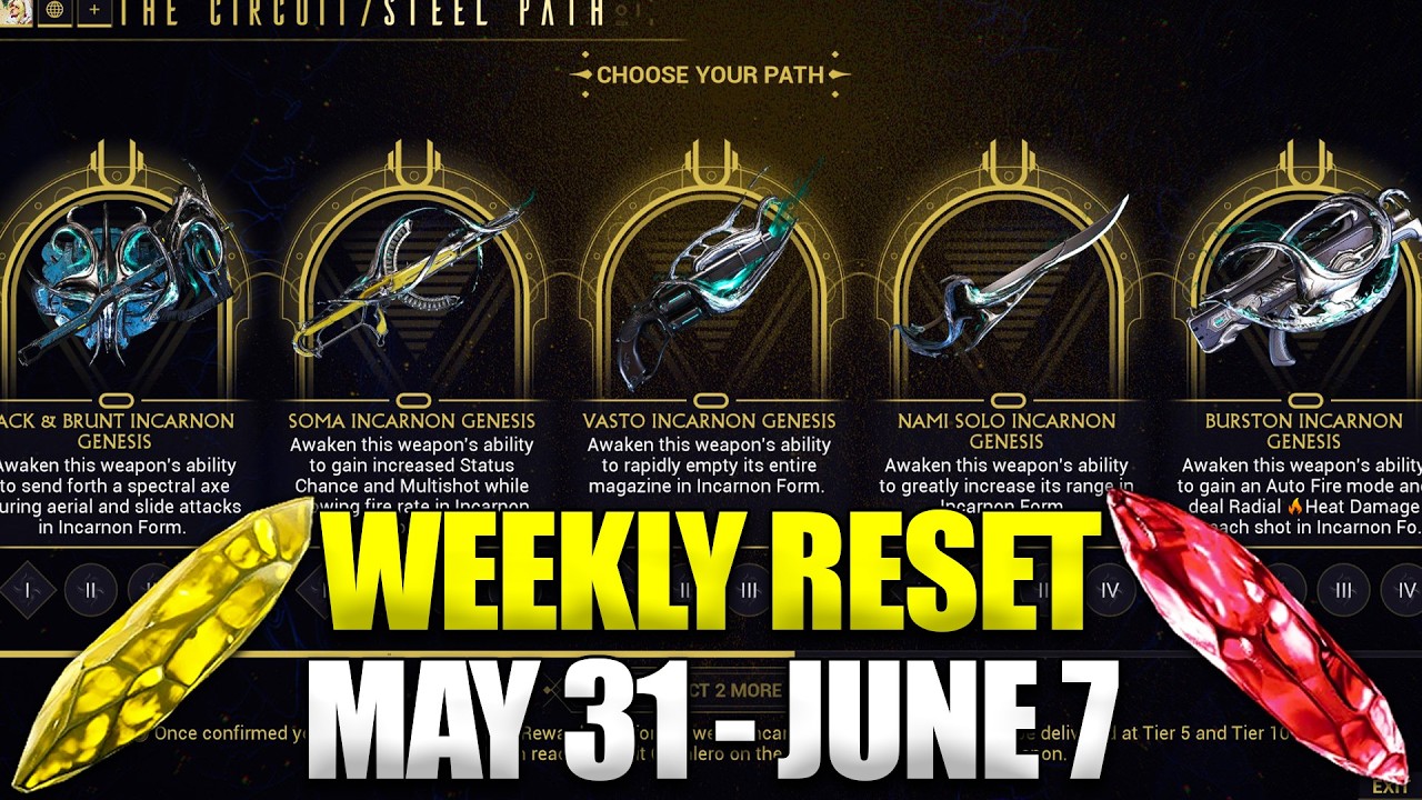 New Incarnons Coming Next Update! Warframe Weekly Reset May 31 - June 7!
