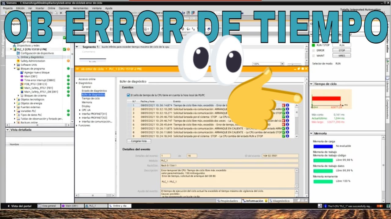 CONFIGURACIÓN OB ERROR DE TIEMPO DE CICLO en TIA PORTAL - PLC ESPAÑOL 🚀!!! 118