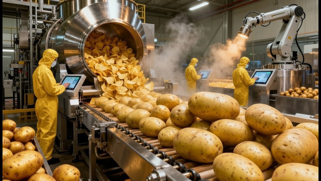 Processus complet usine Pringles | Des pommes de terre entières aux chips parfaites