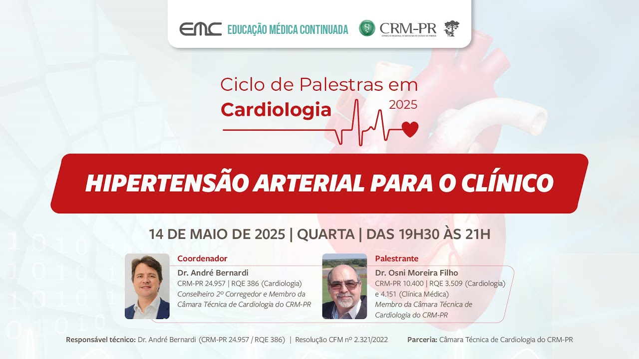 2025/05/14- EMC: Ciclo de Palestras em Cardiologia - Hipertens&atilde;o arterial para o cl&iacute;nico