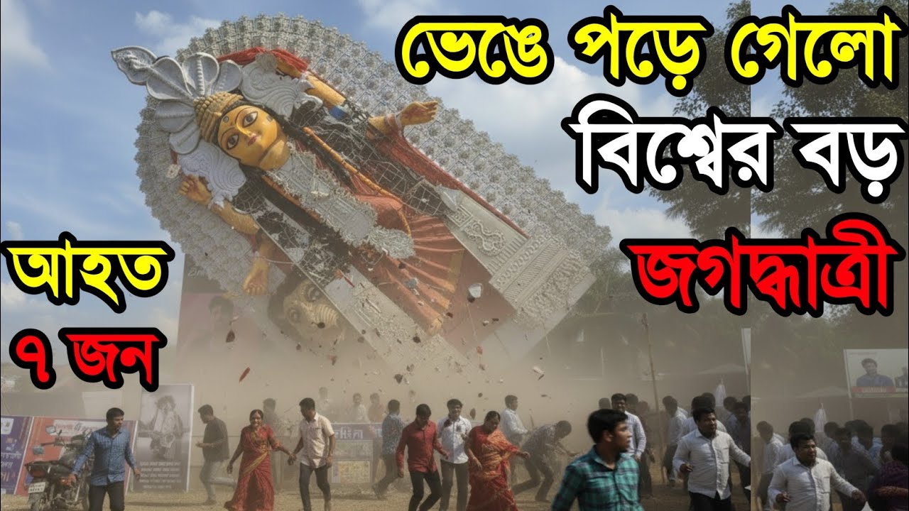 ভেঙে গেলো বিশ্বের সবথেকে বড় জগদ্ধাত্রী 😭 || World's Largest Jagadhatri Puja Pandal Collapsed