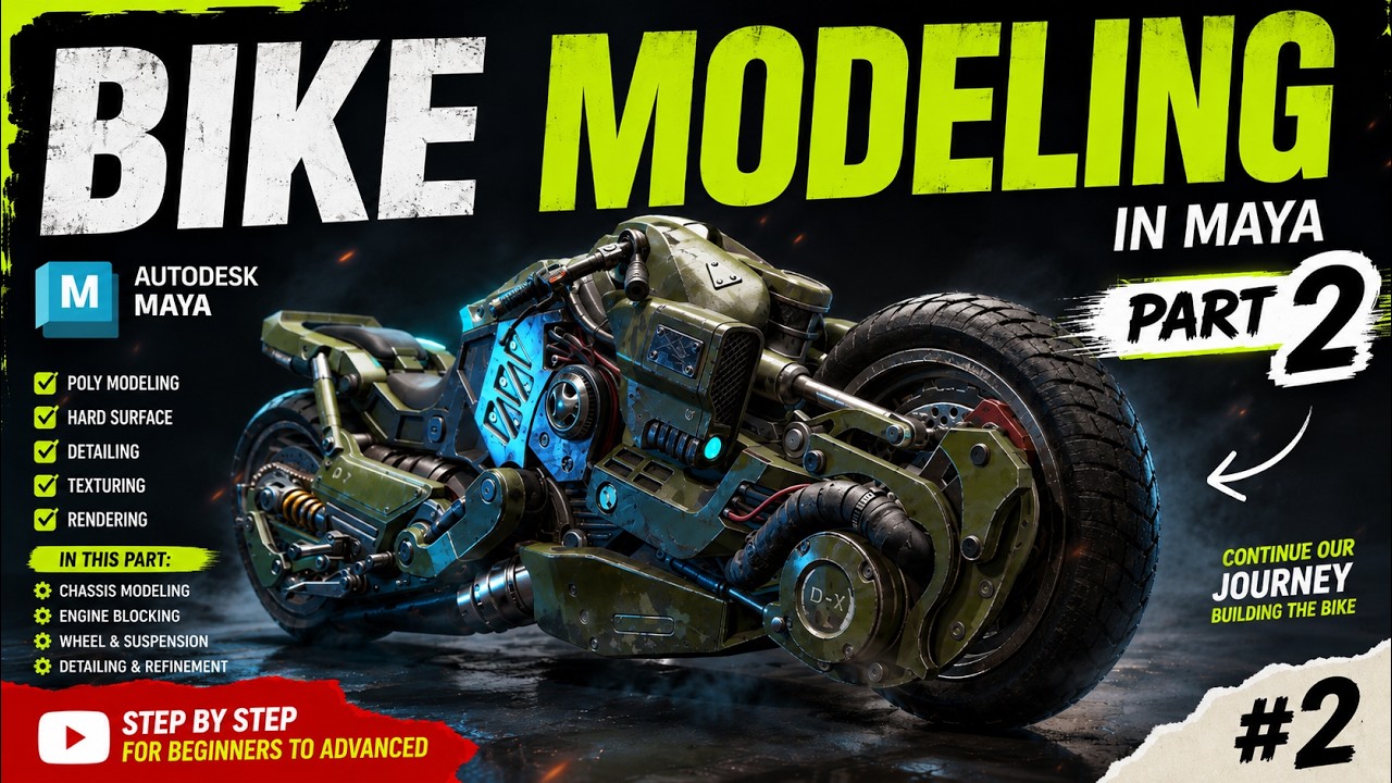 Bike Modeling Basic to Advance   PART 02  Autodesk Maya 1