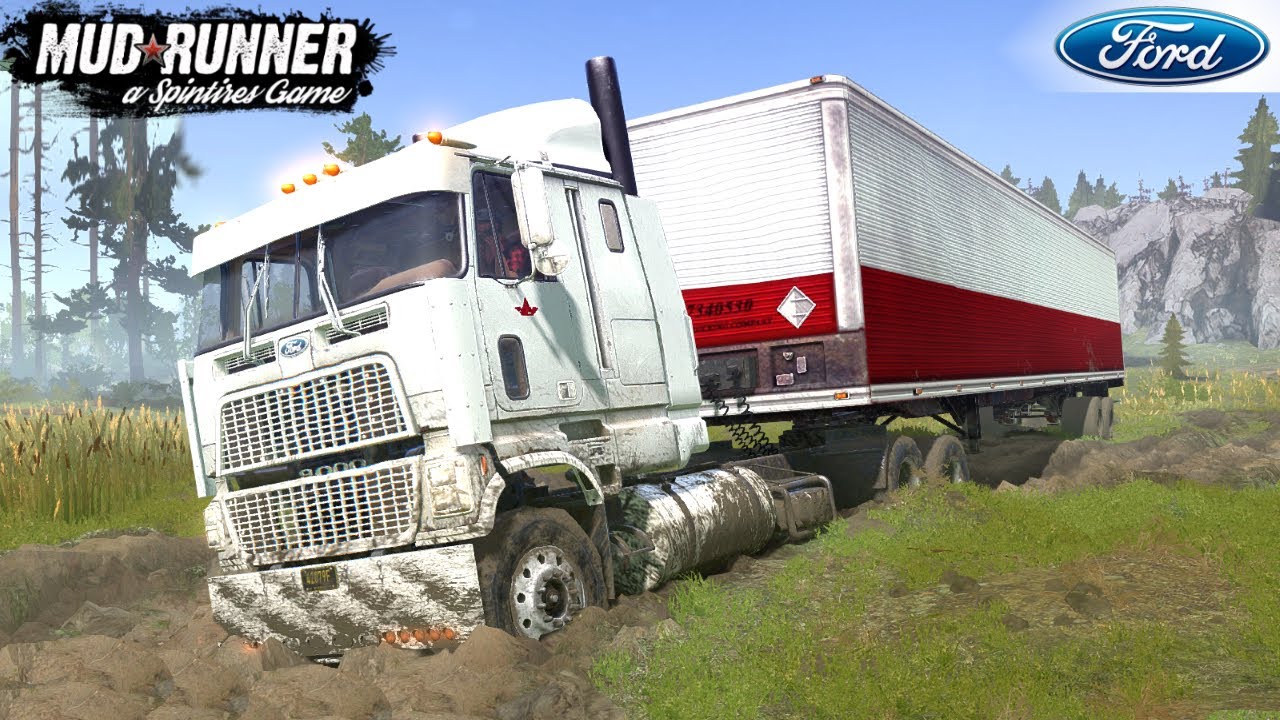 Spintires: MudRunner - FORD CLT9000 Semi Truck Falls Through The Mud
