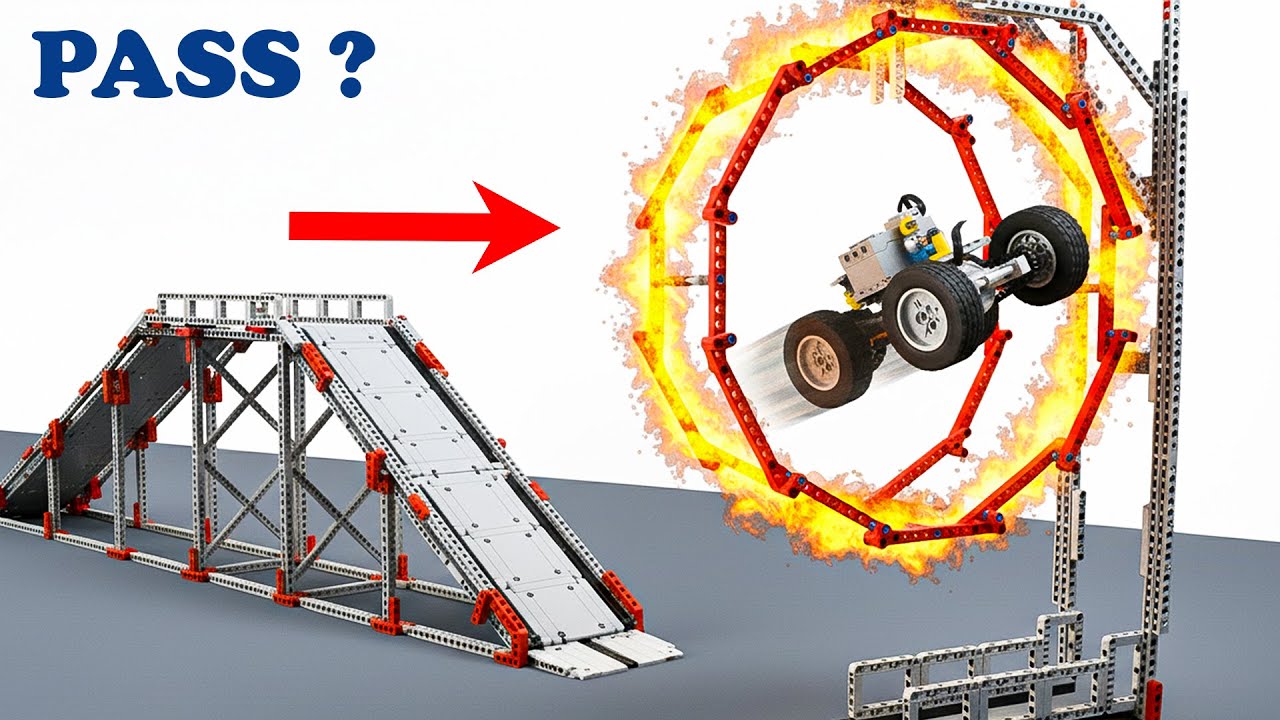 Экстремальный прыжок LEGO Technic &ndash; сквозь огненное кольцо! | AM Bricks Challenge
