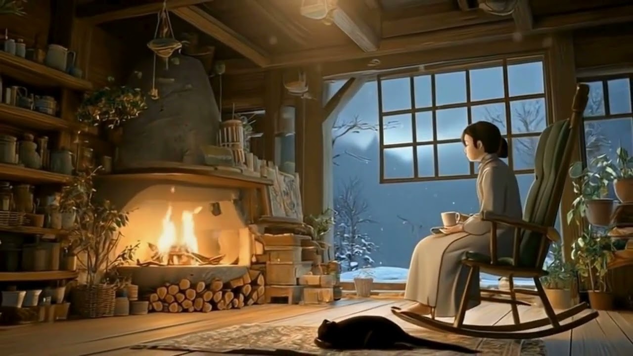 Peaceful Night by the Fireplace | Calm Music & Gentle Fire Sounds for Relaxation #music #sleepmusic