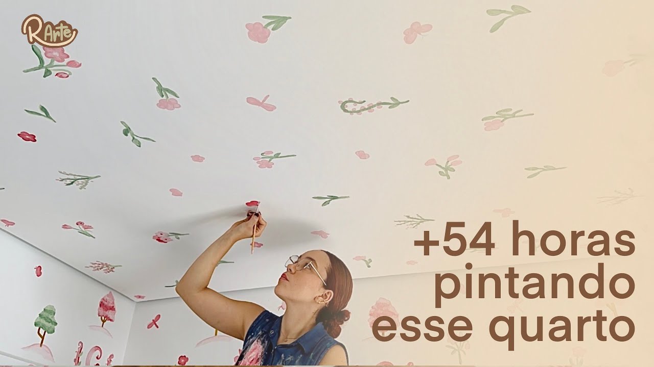 Pintura estilo papel de parede - Aquarela em parede e no TETO!