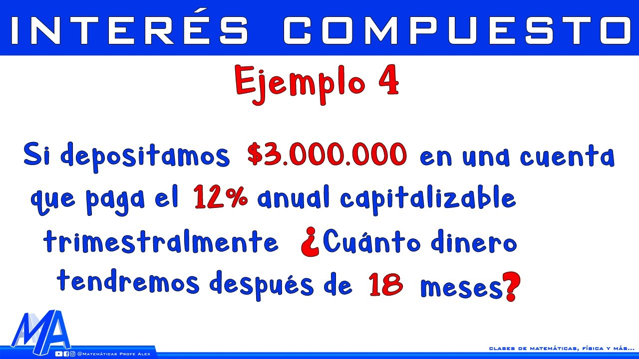 Interés compuesto | Ejemplo 4 Hallar el valor final o monto | interés capitalizable