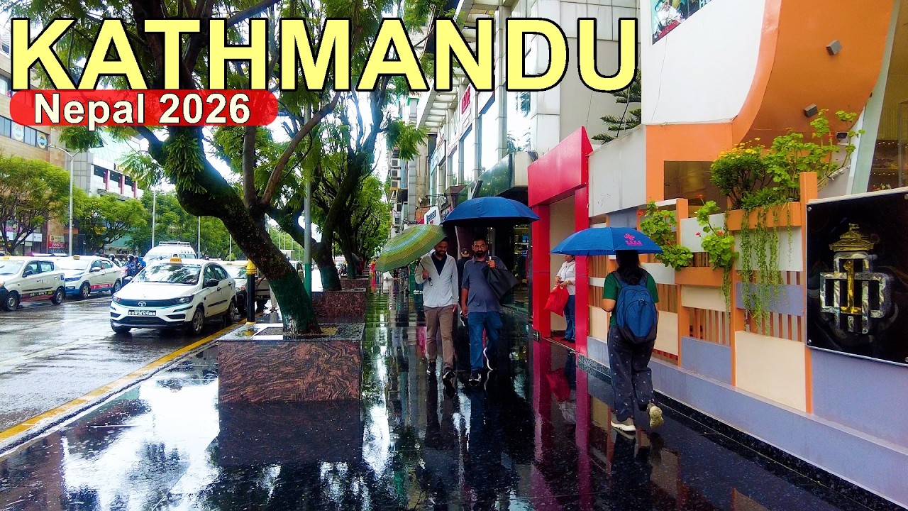 🇳🇵 Monsoon Magic Rain Walk Kathmandu&rsquo;s Luxury Hub Durbar Marg Area 2083 - 4K Virtual City Tour Nepal