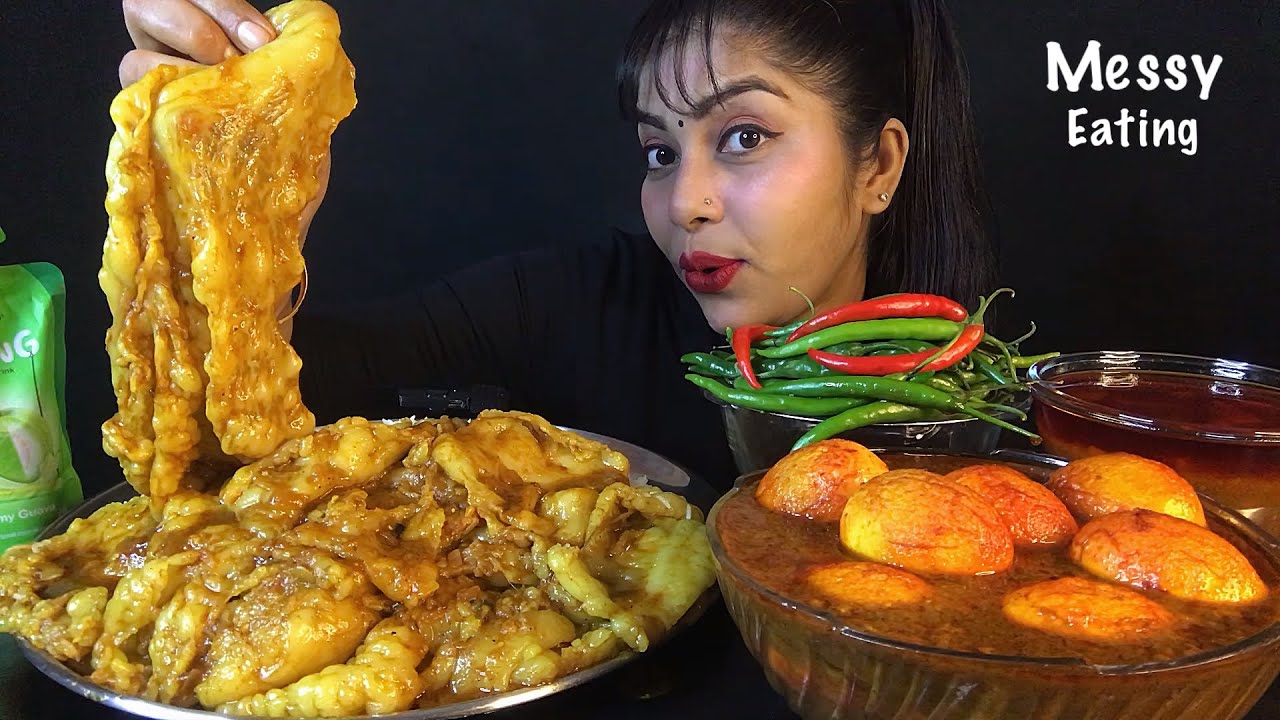 EATING SPICY MUTTON FAT CURRY RICE AFGANI EGG CURRY WITH CHILLI | ASMR BIG BITES | INDIAN MUKBANG