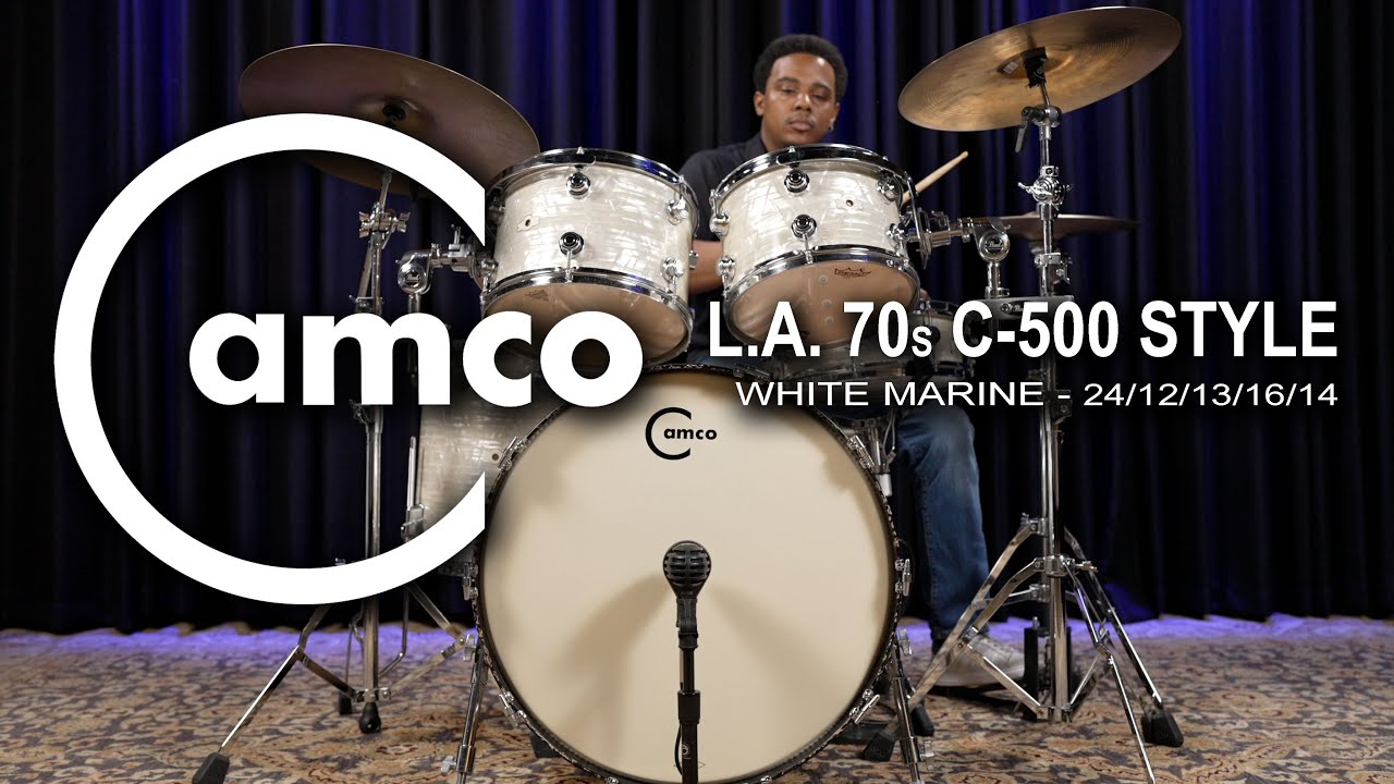 Vintage Camco LA 70s C-500 Style Drum Set 24/12/13/16/14 - White Marine (UCAM5PC-WM)