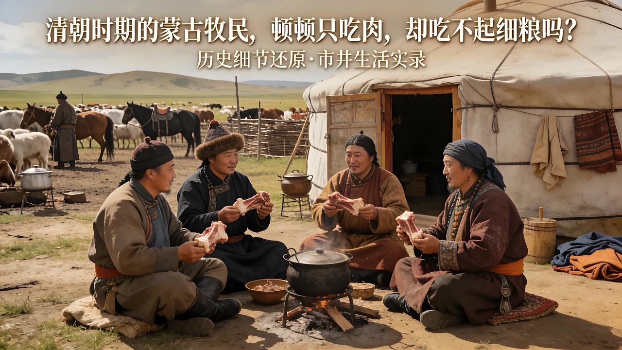 清朝时期的蒙古牧民，顿顿只吃肉，却吃不起细粮吗？#清朝 #蒙古 #牧民 #饮食历史 #饮食文化 #历史故事 #科普