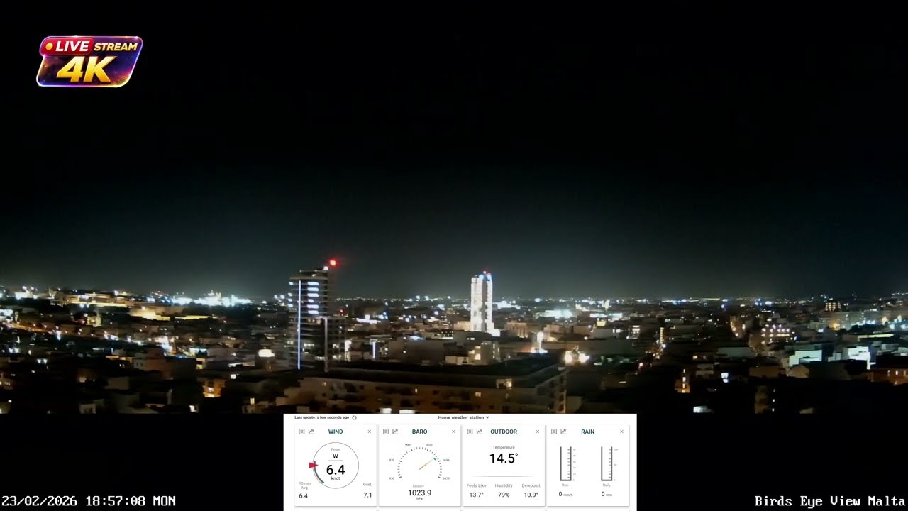 LIVE Malta Cam 4K - Real City Sound - 24/7