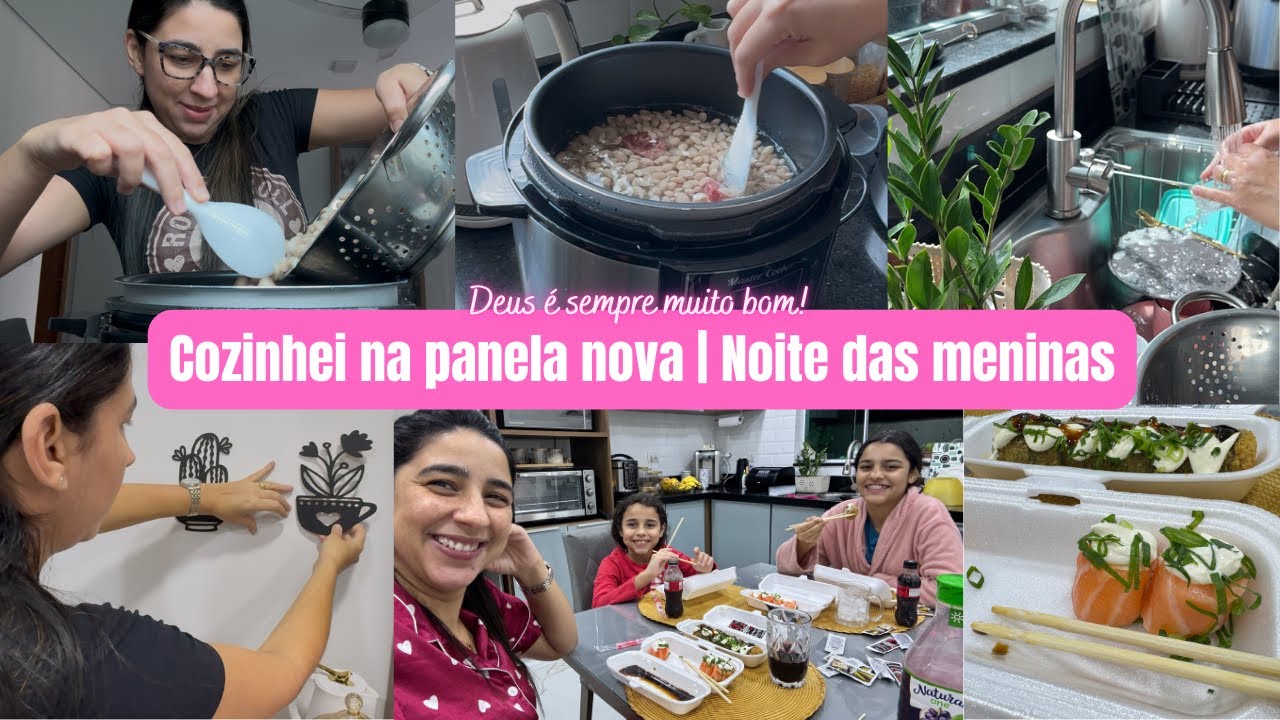 Cozinhei na panela nova| Comprinhas para o lar| Rotina do dia| Noite das meninas com comida japonesa